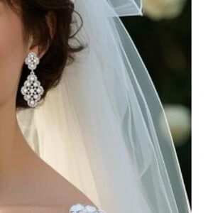 FAUX PEARL AND CRYSTAL CHANDELIER LARGE EARRINGS